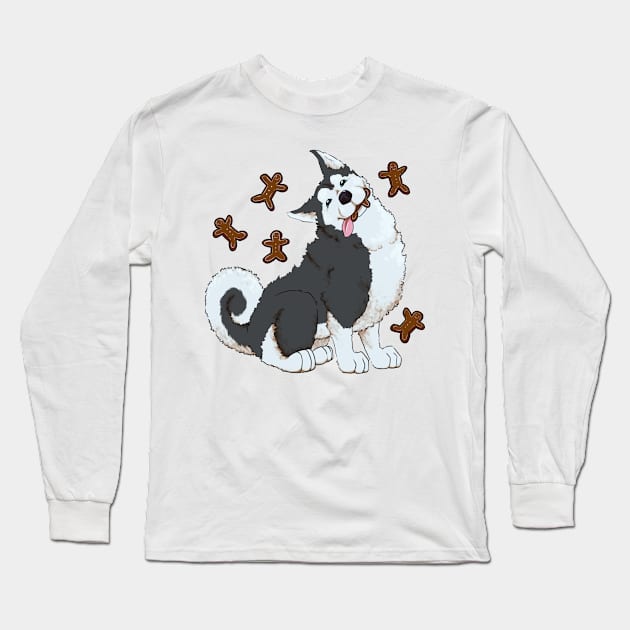 Husky Gingerbread Long Sleeve T-Shirt by mcbenik